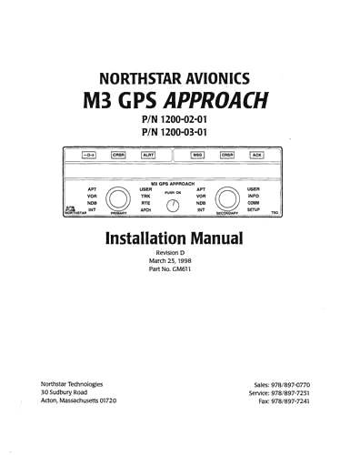 Northstar Avionics Northstar M3 GPS Approach Installation Manual (part ...